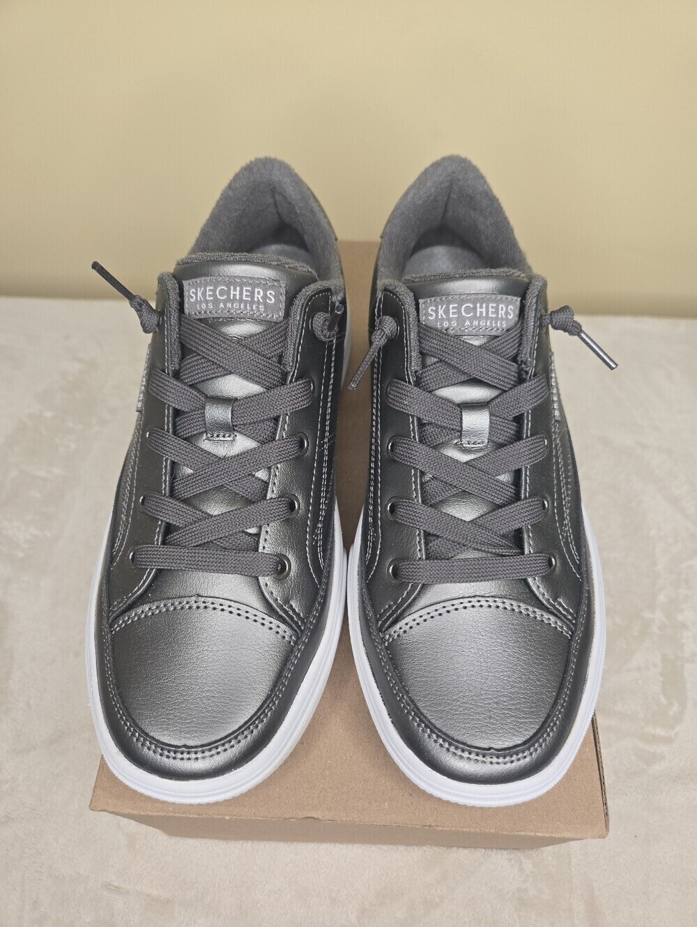 Skechers Street Arch Fit Arcade Metallic Sneakers Size 8.5 Gunmetal